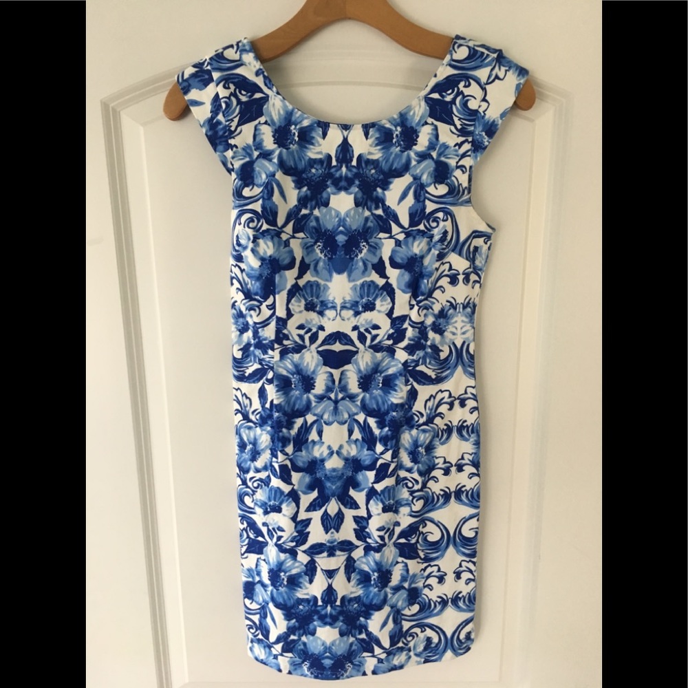 SOLD Forever 21, blue floral print dress.